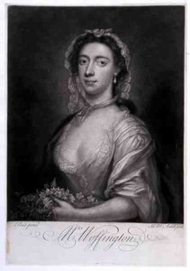Mrs Woffington, gravert av James McArdell (ca. 1729-65) (gravering) av Arthur (after) Pond