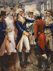 Washington tar avskjed med offiserene sine, illustrasjon fra 