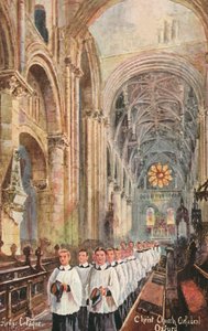 Choir of Christ Church Cathedral, Oxford, Oxfordshire (farge litho)