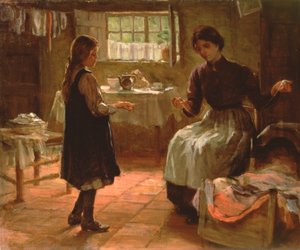 Domestic Lesson, ca. 1890 (olje på lerret)