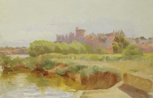 Utsikt over Windsor Castle (olje om bord)
