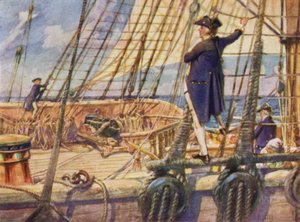Kaptein Nelson utfordrer en Midshipman til å rase mot mastetoppen av Arthur David McCormick