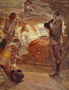 The Death of Admiral Blake (1599-1657) illustrasjon fra Drakes Drum and Other Songs of the Sea av Henry Newbolt (1862-1938)