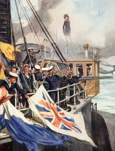 The Little Admiral, illustrasjon fra 'Drake's Drum and Other Songs of the Sea' av Henry Newbolt (1862-1938) pub. 1905 (farge litho)