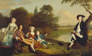 Portrett av en familie, tradisjonelt kjent som Swaine-familien i Fencroft, Cambridgeshire av Arthur Devis