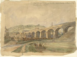 Todmorden Viaduct på Manchester og Leeds Railway, England 1843 av Arthur Fitzwilliam Tait