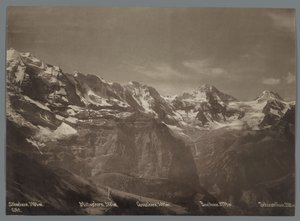 Utsikt over Silberhorn, Mittaghorn, Grosshorn, Breithorn og Tschingelhorn i Bernalpene Panorama av Jungfrau-kjeden (serietittel)