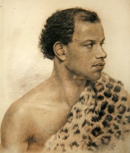 Portrett av en afrikaner (farget kritt på papir) av Arthur George Walker