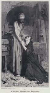 Kristus og Magdalena (gravering) av Arthur Hacker