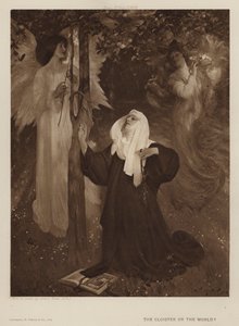 Klosteret eller verden? (litho) av Arthur Hacker