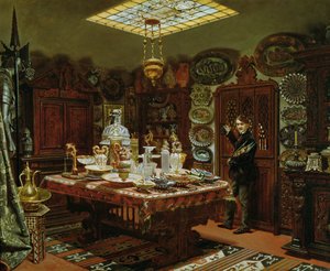 Interiør av Monsieur Sauvageots samlingsrom, 1856 av Arthur Henri Roberts