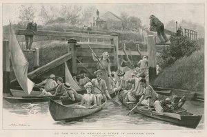 På vei til Henley - en scene i Cookham Lock av Arthur Hopkins