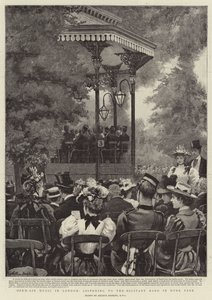 Open-Air Music i London, lytter til Military Band i Hyde Park av Arthur Hopkins
