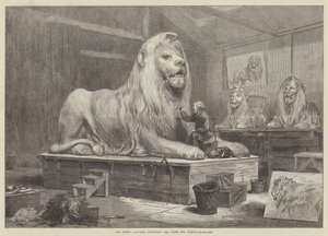 Sir Edwin Landseer modellerer løvene for Trafalgar-Square av Arthur Hopkins
