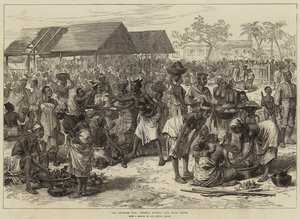 Ashantee-krigen, General Market, Cape Coast Castle av Arthur Hopkins