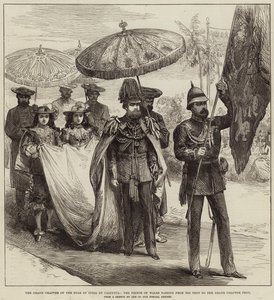 The Grand Chapter of the Star of India i Calcutta, prinsen av Wales som går fra teltet til Grand Chapter-teltet av Arthur Hopkins