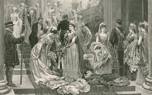 Sesongens første tegnestue, ved foten av den store trappen på Buckingham Palace av Arthur Hopkins