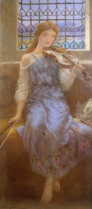 Jente med fiolin av Arthur Hughes