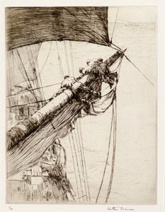 Aloft med seil (etsing) av Arthur John Briscoe