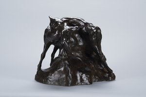 Puma Carrying Deer Carcass, ca. 1900 (bronse)