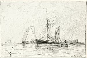 Trålere utenfor Plymouth, England av Arthur Quartley