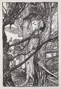 Alice som en slange som snakker med en due av Arthur Rackham