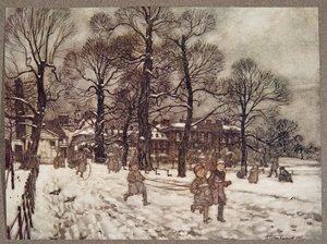 En ettermiddag da hagene var hvite av snø, fra Peter Pan i Kensington Gardens av J M Barrie (1860 - 1937), pub. 1906 av Arthur Rackham