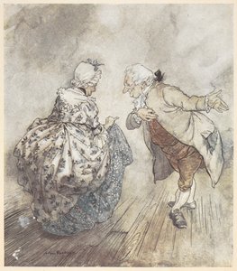 Et gammelt par i formelle klær skal danse av Arthur Rackham