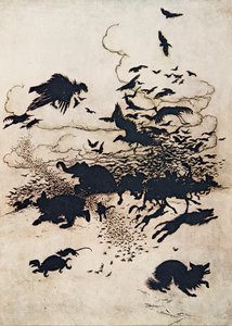 Ved det tredje stikket skrek reven og ned gikk halen mellom bena hans... fra The Fairy Tales of the Brothers Grimm, pub. 1909