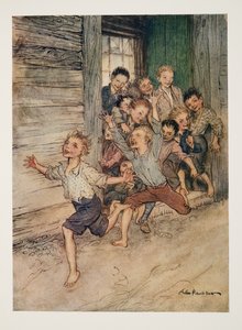 Sprekker frem som en legion av unge imps, fra The Legend of Sleepy Hollow av Washington Irving (1783 - 1859), pub. 1928 av Arthur Rackham