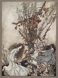 Fairies never say We feel happy, what they say is We fell dancey, fra Peter Pan i Kensington Gardens av J M Barrie (1860 - 1937), pub. 1906 av Arthur Rackham