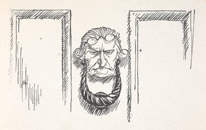 Inngangsdørbank med ansiktet til Scrooge av Arthur Rackham