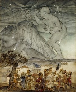 Hercules Supporting the Sky i stedet for Atlas, 1922 av Arthur Rackham
