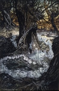 Illustrasjon av Arthur RACKHAM (1867-1939) for Drømmen om en sommernatt av William SHAKESPEARE av Arthur Rackham