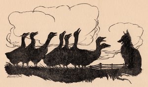 Illustrasjon av Arthur Rackham fra Grimm