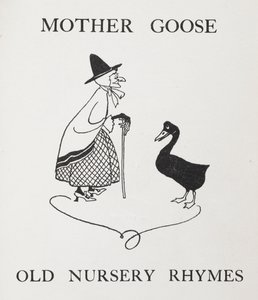 Gåsemor. Gammel dame med gås. av Arthur Rackham