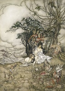 The Changeling, 1905 (wc & penn og blekk på papir) av Arthur Rackham