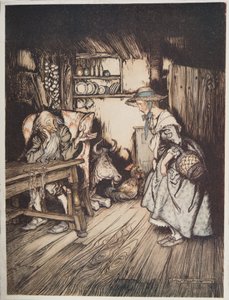 The Hut in the Forest, fra Little Brother & Little Sister and Other Tales av brødrene Grimm, pub.1917 av Arthur Rackham