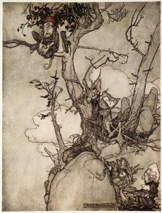 Kaatsberg- eller Catskill-fjellene har alltid vært en region full av fabel., fra Rip Van Winkle av Washington Irving, pub. 1910 av Arthur Rackham