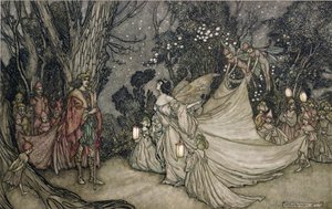 Møtet mellom Oberon og Titania av Arthur Rackham