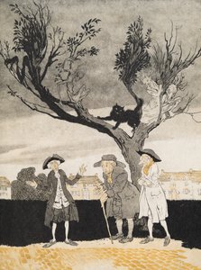 The Men of Sleepy Hollow (Inside Cover) fra The Legend of Sleepy Hollow av Washington Irving (1783 - 1859), pub. 1928 av Arthur Rackham