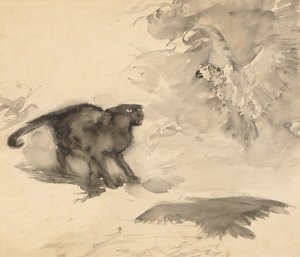 Papegøyen og katten (skisse for "God natt" av Eleanor Gates) av Arthur Rackham