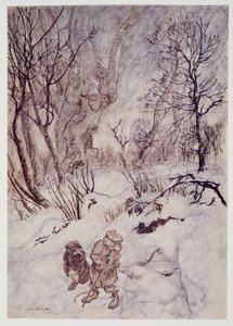 The Rat grunnet en stund og undersøkte puklene og bakkene som omringet dem, fra Wind in the Willows av Kenneth Grahame (1859 - 1932), pub. 1940 av Arthur Rackham