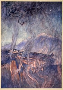 'Søvnen til Brunnhilde', 1910. av Arthur Rackham