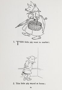 Denne lille grisen gikk på markedet - barnerim. av Arthur Rackham