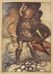 Tor hever hammeren. av Arthur Rackham
