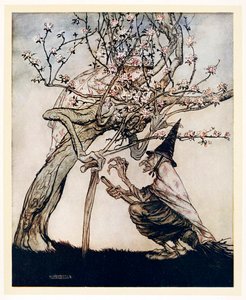 Mitt tre! Å mitt tre! Har du sett min slemme lille hushjelp, English Fairy Tales, pub 1922. av Arthur Rackham