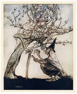 Mitt tre! Å mitt tre! Har du sett min slemme lille hushjelp?, fra English Fairy Tales, pub. 1922 av Arthur Rackham