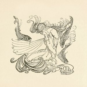 Undine stiger opp fra fontenen og gråter fra "Undine" av Arthur Rackham