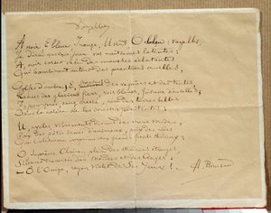 Manuskript av Arthur Rimbauds dikt: "Vokalene"" av Arthur Rimbaud
